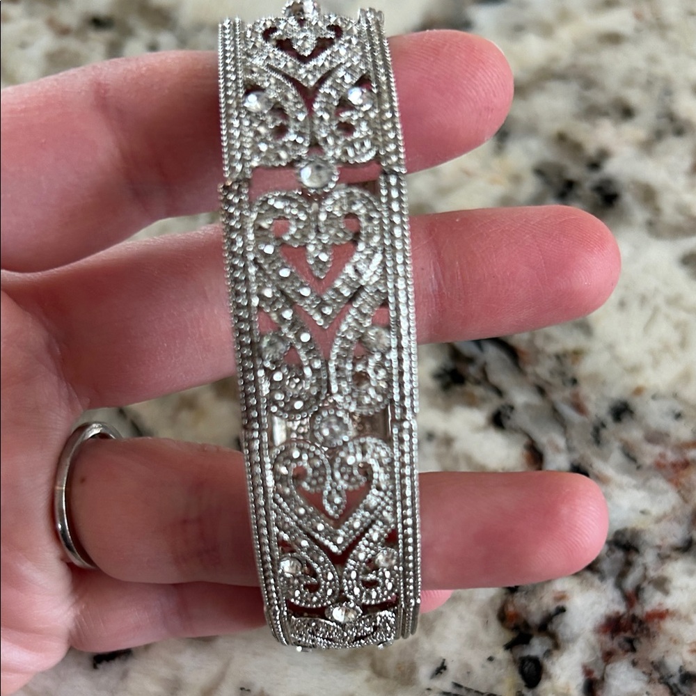 Silver Filigree premier jewelry Heart Bangle Bracelet - Women Jewelry